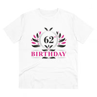 Men's PC Cotton 62nd Birthday Printed T Shirt (Color: White, Thread Count: 180GSM)