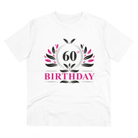 Men's PC Cotton 60th Birthday Printed T Shirt (Color: White, Thread Count: 180GSM)