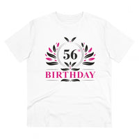 Men's PC Cotton 56th Birthday Printed T Shirt (Color: White, Thread Count: 180GSM)