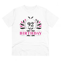 Men's PC Cotton 92nd Birthday Printed T Shirt (Color: White, Thread Count: 180GSM)