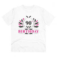 Men's PC Cotton 90th Birthday Printed T Shirt (Color: White, Thread Count: 180GSM)