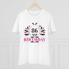 Men's PC Cotton 86th Birthday Printed T Shirt (Color: White, Thread Count: 180GSM)