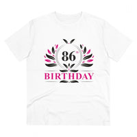 Men's PC Cotton 86th Birthday Printed T Shirt (Color: White, Thread Count: 180GSM)
