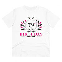 Men's PC Cotton 79th Birthday Printed T Shirt (Color: White, Thread Count: 180GSM)