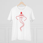 Men's PC Cotton Ganesh Printed T Shirt (Color: White, Thread Count: 180GSM)