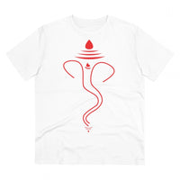 Men's PC Cotton Ganesh Printed T Shirt (Color: White, Thread Count: 180GSM)