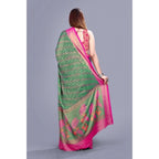 Women's Viscose Rayon Printed Saree With Unstitched Blouse (Rama)