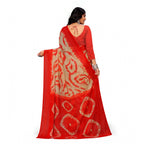 Women's Georgette Printed Saree With Unstitched Blouse (Red)