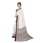 Women's Georgette Printed Saree With Unstitched Blouse (Coffee)