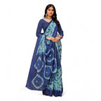 Women's Georgette Printed Saree With Unstitched Blouse (Blue)