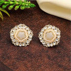 Women's White Color Kundan Stud Earrings