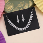 Women's Silver Color Stone Necklace Set Adjustable Chain