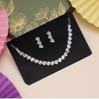 Women's Silver Color Stone Necklace Set Adjustable Chain