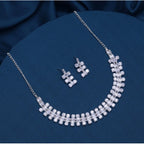 Women's Silver Color Stone Necklace Set Adjustable Chain