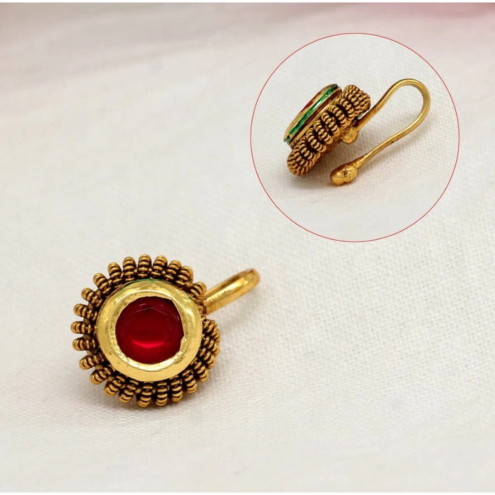Women's Multi Color Kundan Nose Pin Combo Of 4 Pieces