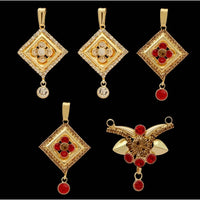 Women's Red &amp; White Color Pendants Locket Combo Of 5 Pieces