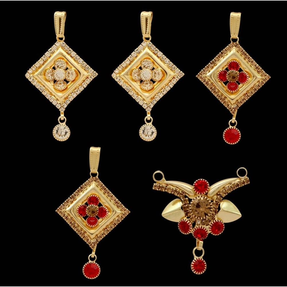 Women's Red &amp; White Color Pendants Locket Combo Of 5 Pieces