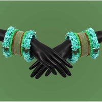 Women's Rama Green Color Rose Floral Bangles Set: 2.8