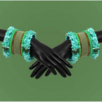 Women's Rama Green Color Rose Floral Bangles Set: 2.8