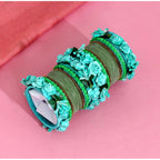 Women's Rama Green Color Rose Floral Bangles Set: 2.8