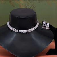 Women's Silver Color Stone Necklace Set Adjustable Chain