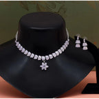 Women's Silver Color Stone Necklace Set Adjustable Chain