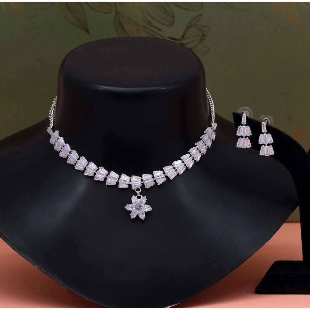 Women's Silver Color Stone Necklace Set Adjustable Chain