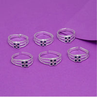 Women's Multi Color Assorted Design Adjustable Toe Rings Combo Of 3 Pairs