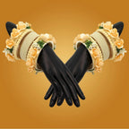 Women's Off White Color Floral Bangles Set: 2.4
