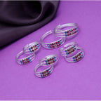 Women's Multi Color Assorted Design Adjustable Toe Rings Combo Of 4 Pairs