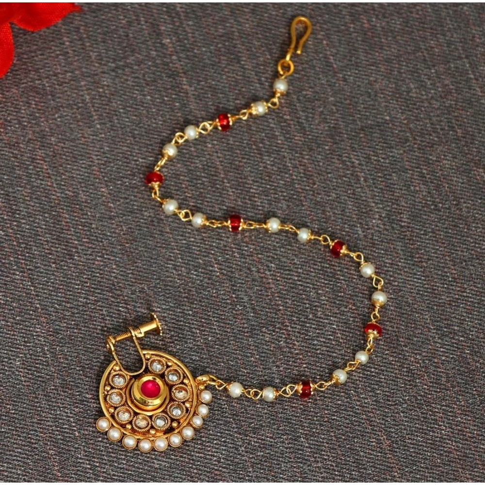 Women's Maroon Color Nose Nath