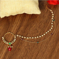 Women's Maroon &amp; Green Color Nose Nath