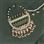 Women's Green Color Kundan &amp; Beads Nose Nath