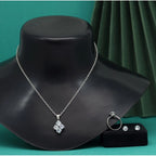 Women's Silver Color Stone Locket Pendant Set Adjustable Ring