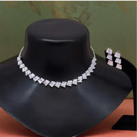 Women's Silver Color Stone Necklace Set Adjustable Chain