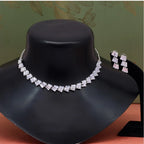 Women's Silver Color Stone Necklace Set Adjustable Chain