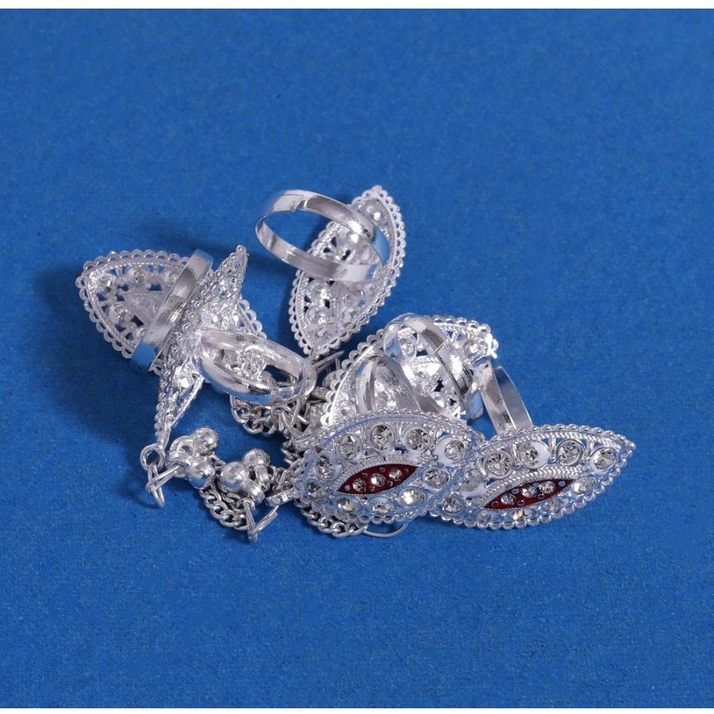 Women's Multi Color Assorted Design Toe Rings Combo Of 2 Pairs
