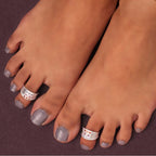 Women's Multi Color Assorted Design Adjustable Toe Rings Combo Of 2 Pairs