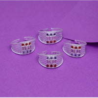 Women's Multi Color Assorted Design Adjustable Toe Rings Combo Of 2 Pairs