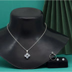 Women's Silver Color Stone Locket Pendant Set Adjustable Ring