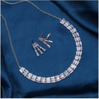 Women's Silver Color Stone Necklace Set Adjustable Chain