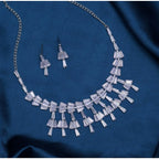 Women's Silver Color Stone Necklace Set Adjustable Chain