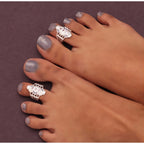 Women's Multi Color Assorted Design Adjustable Toe Rings Combo Of 2 Pairs