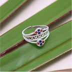 Women's Multi Color Assorted Design Adjustable Toe Rings Combo Of 3 Pairs