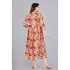 Women's Casual 3/4 Sleeve Printed Viscose Maternity Feeding Kurti (Brown)
