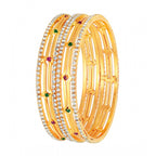 Women's Rose Gold Plated Brass Stone Bangle (Red &amp; Green , 2.4 Inch)
