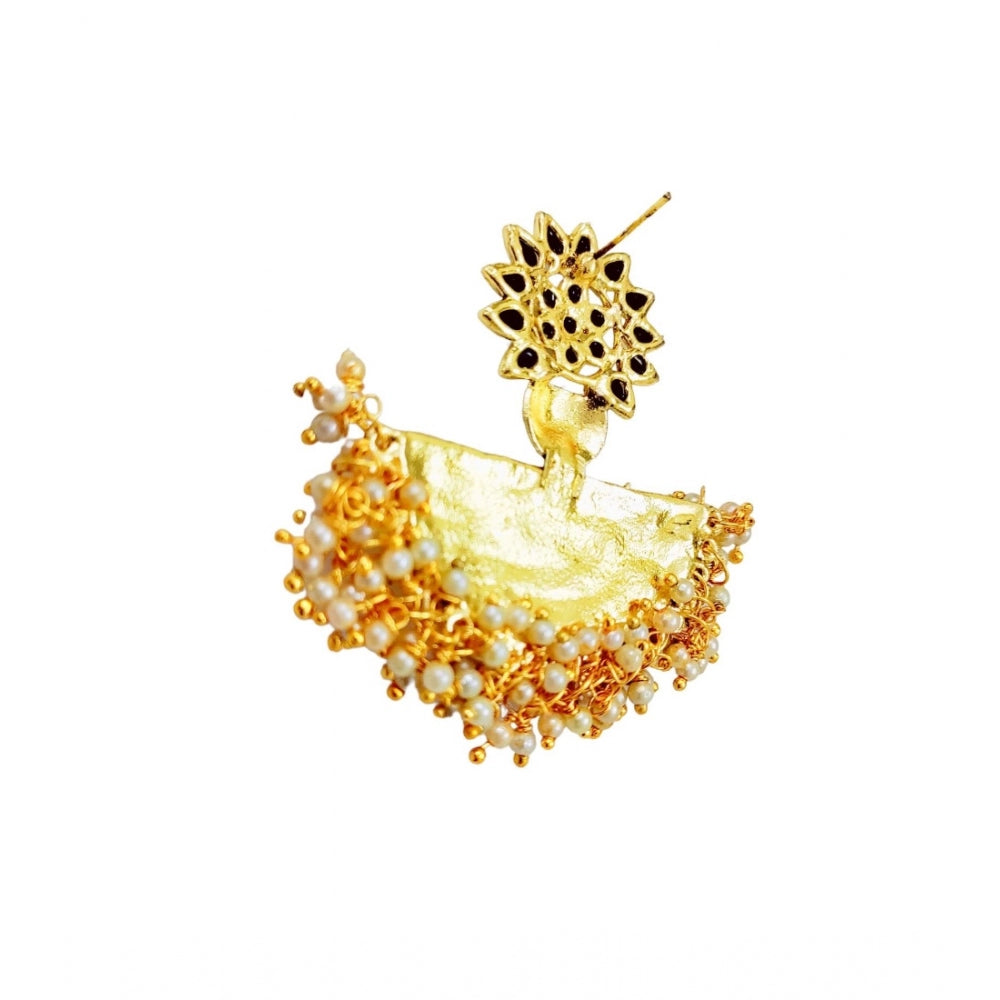 Women's Rose Gold Plated Alloy Earrings (Black)