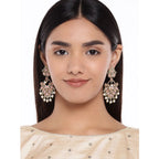 Women's Rose Gold Plated Alloy Earrings (Gold &amp; Pink)