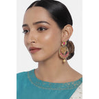 Women's Rose Gold Plated Alloy Earrings (Gold &amp; Pink)