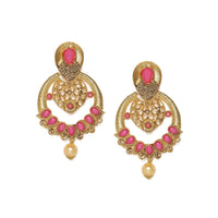 Women's Rose Gold Plated Alloy Earrings (Gold &amp; Pink)